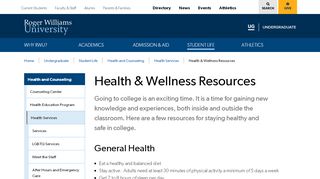 
                            2. Health Resources/Links | Roger Williams University