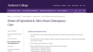 
                            2. Health Services - Amherst College