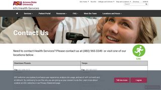 
                            7. Health Services Locations and Hours | Arizona State University