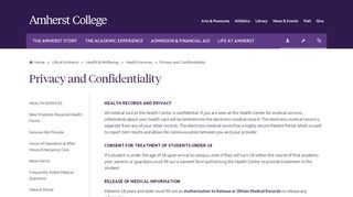 
                            4. Health Services | Privacy and Confidentiality | Amherst College