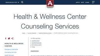 
                            7. Health & Wellness Center Counseling Services | Alvernia University