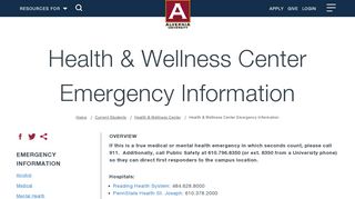 
                            6. Health & Wellness Center Emergency Information | Alvernia University