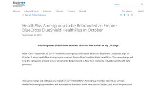 
                            6. HealthPlus Amerigroup to be Rebranded as Empire BlueCross ...