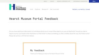 
                            6. Hearst Museum Portal Feedback – Phoebe A. Hearst Museum of ...