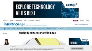 
                            3. Hedge fund takes stake in Saga - Insurance Age