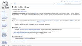 
                            8. Heebie-jeebies (idiom) - Wikipedia