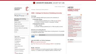 
                            2. HEIDI – Catalogue for libraries of Heidelberg University - UB ...