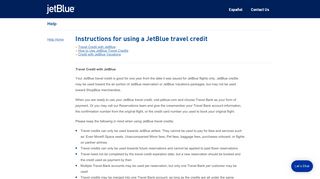 
                            4. Help Instructions for using a JetBlue travel credit - JetBlue