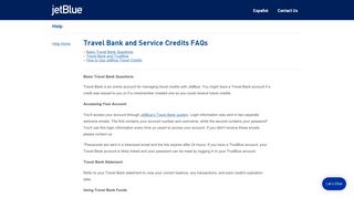 
                            2. Help Travel Bank and Service Credits FAQs - JetBlue