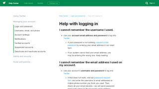 
                            2. Help with logging in - Twitter Help Center