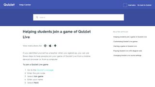 
                            5. Helping students join a game of Quizlet Live – …