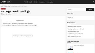 
                            6. Herbergers credit card login - Credit card