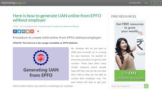
                            9. Here is how to generate UAN online from EPFO without employer