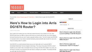 
                            1. Here's How to Login into Arris DG1670 Router?