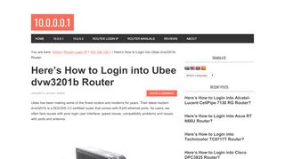 
                            2. Here's How to Login into Ubee dvw3201b Router - 10.0.0.0.1