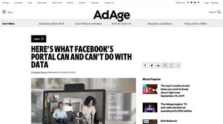 
                            10. Here's what Facebook's Portal can and can't do with data | AdAge