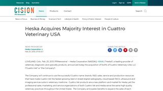 
                            7. Heska Acquires Majority Interest in Cuattro Veterinary USA