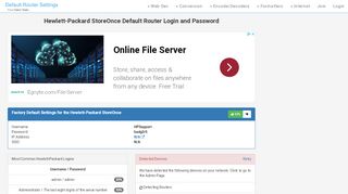 
                            1. Hewlett-Packard StoreOnce Default Router Login …