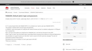 
                            11. HG8245H,Default admin login and password. - …