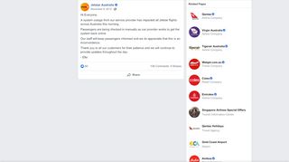 
                            7. Hi Everyone, A system outage from our... - Jetstar Australia | Facebook