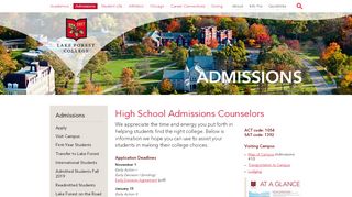 
                            6. High School Admissions Counselors | Admissions | Lake Forest College