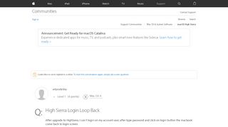 
                            1. High Sierra Login Loop Back - Apple Community