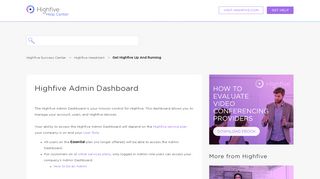 
                            2. Highfive Admin Dashboard – Highfive Success Center