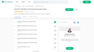 
                            6. (Hindi) IIT JEE Main 2018 Solved Question Paper - Unacademy