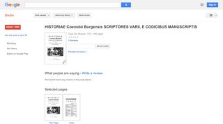 
                            4. HISTORIAE Coenobii Burgensis SCRIPTORES VARII, E CODICIBUS ...