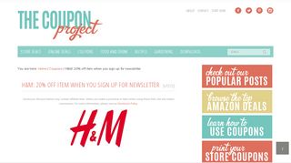 
                            8. H&M: 20% off item when you sign up for newsletter - The ...