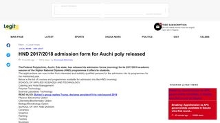 
                            7. HND 2017/2018 admission form for Auchi poly released ▷ Legit.ng