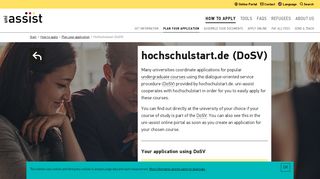 
                            10. Hochschulstart (DoSV) | uni-assist e.V.