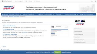 
                            9. hochschulstart Nutzerkonto - zentrales Verfahren