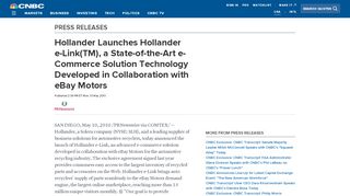 
                            5. Hollander Launches Hollander e-Link(TM), a State-of-the-Art e ...