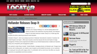 
                            9. Hollander Releases Snap-It - The Locator Magazine - April 2015