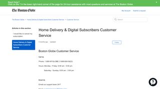 
                            10. Home Delivery & Digital Subscribers Customer Service – The ...