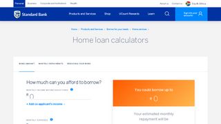 
                            8. Home Loans Calculator | Standard Bank