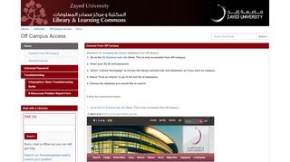 
                            2. Home - Off Campus Access - LibGuides at Zayed University