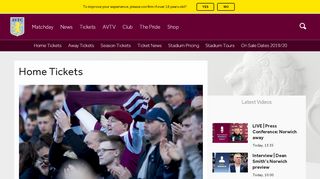 
                            4. Home tickets Aston Villa Football Club