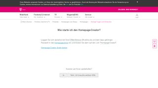 
                            2. Homepage-Creator starten | Telekom Hilfe