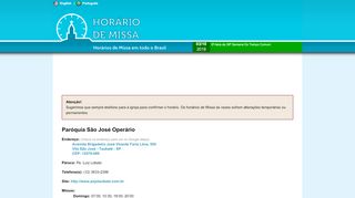 
                            6. Horário de Missa - Paróquia São José Operário - Taubaté ...