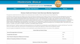 
                            1. Horizon Gold and Horizon Card Services Member Agreement