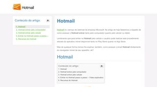 
                            7. Hotmail - Entrar direto na sua conta - www.hotmail.com