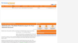 
                            3. Hotmail.com: The Best Portal to Log in ... - firmenpresse.de