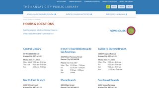 
                            9. Hours & Locations | Kansas City Public Library