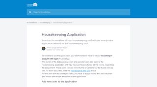 
                            8. Housekeeping Application | Sabee App Support Help Center