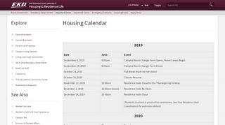 
                            6. Housing Calendar | Housing & Residence Life ... - EKU Housing