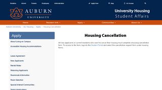 
                            9. Housing Cancellation - Apply - AU Housing - Auburn University