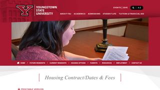 
                            8. Housing Contract/Dates & Fees | Youngstown State University