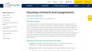 
                            4. Housing Information & Assignments: Columbia College